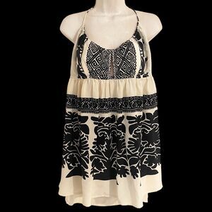 Plenty by Tracy Reese New York Halter 100% Silk Mini Dress Sz 8 Beaded Tassels